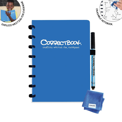 Afbeelding van Correctbook A5 Original: uitwisbaar / herbruikbaar notitieboek, gelijnd, Earthy Blue (blauw) schrift