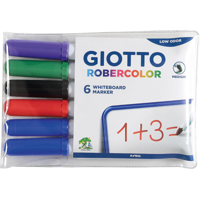 Afbeelding van Giotto Robercolor Whiteboardmarker, Medium, Ronde Punt, Etui Met 6 Stuks In Geassorteerde Kleuren Whiteboardmarker