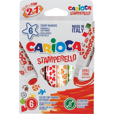Afbeelding van Carioca stempelstift Stamperello, doos van 6 stuks in geassorteerde kleuren