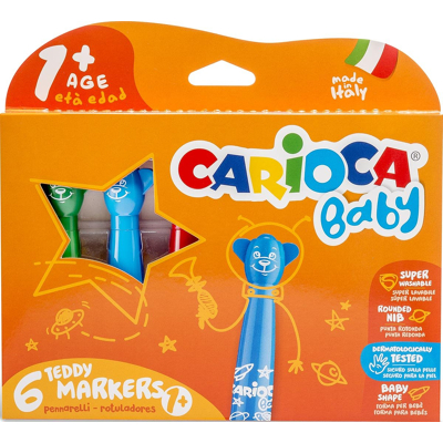 Afbeelding van Carioca Viltstift Baby Teddy, Doos Van 6 Stuks In Geassorteerde Kleuren