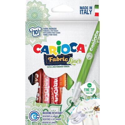 Afbeelding van Carcioca Textielstift Fabricliner, Doos Van 10 Stuks In Geassorteerde Kleuren Textielmarker