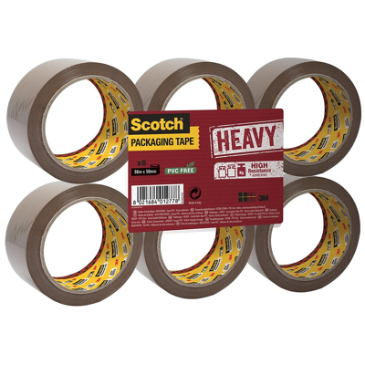 Afbeelding van Scotch Verpakkingsplakband Heavy, Ft 50 Mm X 66 M, Bruin, Pak Van 6 Stuks Plakband