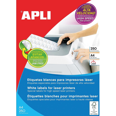 Afbeelding van Apli witte etiketten ft 70 x 35 mm (b h), 6.000 stuks, 24 per blad (2519) etiket