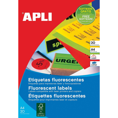 Afbeelding van Apli fluorescerente etiketten 64 x 33,9 mm (b h) geel etiket