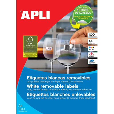 Afbeelding van Apli afneembare witte etiketten ft 48,5 x 25,4 mm (b h), 4.400 stuks