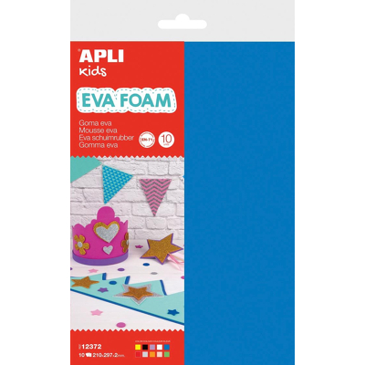 Afbeelding van Apli Kids schuimrubber ft 20 x 30 cm, pak met 10 vellen in geassorteerde kleuren rubbervel