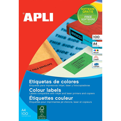 Afbeelding van Apli Gekleurde Etiketten Ft 105 X 37 Mm (b H), Groen, 1.600 Stuks, 16 Per Blad, Doos Van 100 Blad Etiket