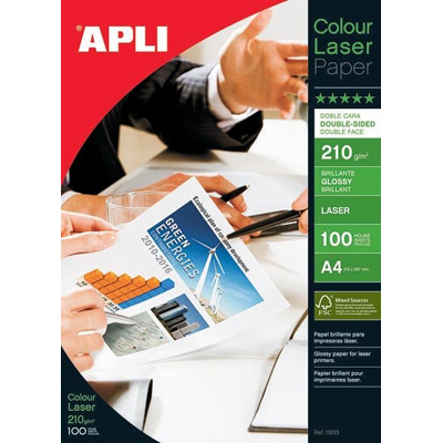 Afbeelding van Apli fotopapier Colour Laser ft A4, 210 g, pak van 100 vel
