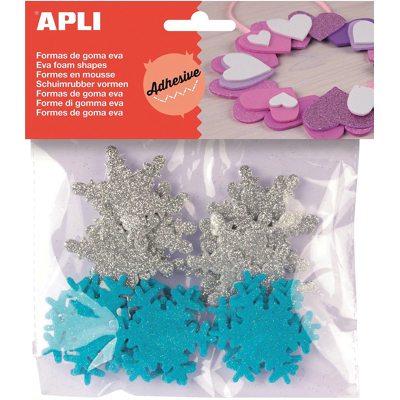 Afbeelding van Apli Kids Zelfklevende Glitter Sneeuwvlokken, Blister Met 22 Stuks Knutselmateriaal