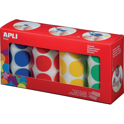 Afbeelding van Apli Kids Stickers Xl Cirkels, Diameter 33 Mm, Doos Met 4 Rollen In Kleuren Hobbystickers