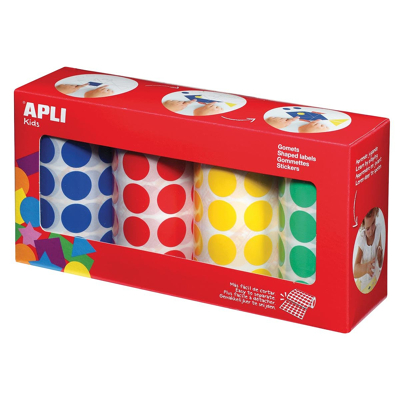 Afbeelding van Apli Kids stickers XL cirkels, diameter 20 mm, doos met 4 rollen in kleuren