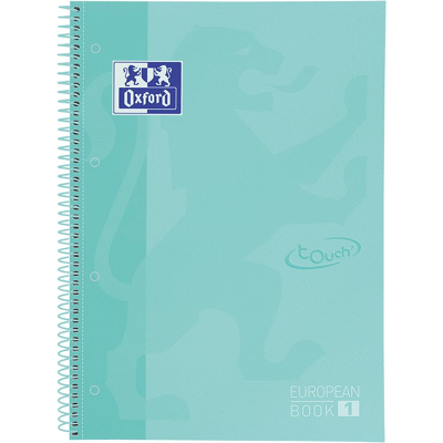 Afbeelding van Notitieboek Oxford Touch Europeanbook A4+ 4 gaats lijn 80vel pastel mint