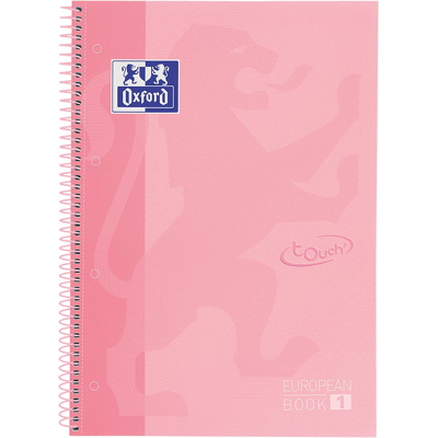 Afbeelding van Notitieboek Oxford Touch Europeanbook A4+ 4 gaats lijn 80vel pastel roze