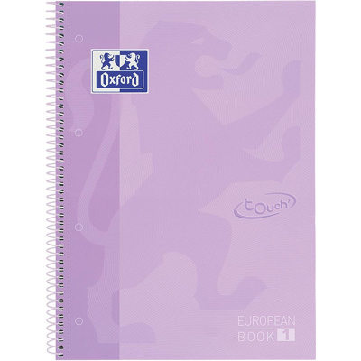 Afbeelding van Notitieboek Oxford Touch Europeanbook A4+ 4 gaats lijn 80vel pastel paars