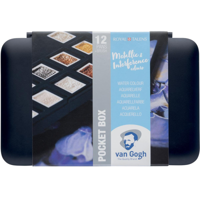 Afbeelding van Van Gogh Aquarelverf, Pocketbox Met 12 Napjes, Metallic En Interference Kleuren Waterverf