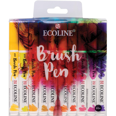 Afbeelding van Talens Ecoline Brush pen, etui met 20 stuks in geassorteerde kleuren tekenstift