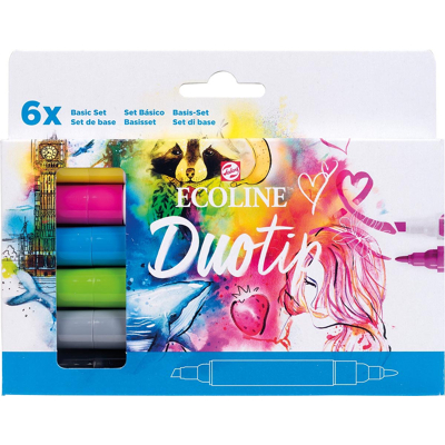 Afbeelding van Duotip marker Ecoline basis set 6 kleuren