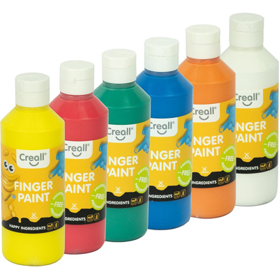 Afbeelding van Creall vingerverf Happy, set met 6 flesjes van 250 ml in geassorteerde kleuren