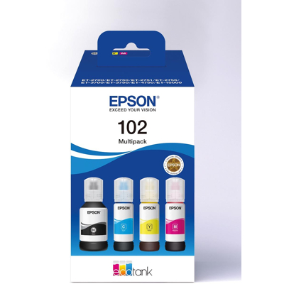 Afbeelding van Epson Inktfles 102 EcoTank 4 kleuren Multipack voor o.a ET 2750, 2850, 3750