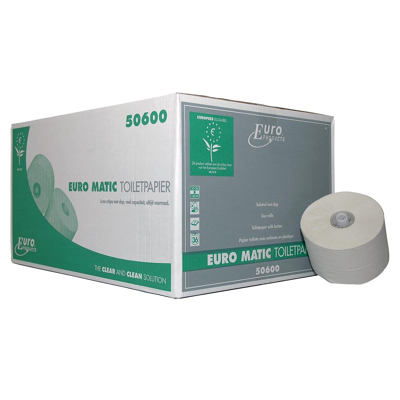 Afbeelding van Europroducts Toiletpapier p50600 met dop 1 laags luxe crepe 36st