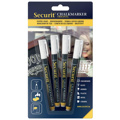 Afbeelding van Securit wisbare krijtstiften 2mm wit (4 stuks)