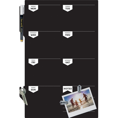 Afbeelding van Krijtbord securit silhouette weekplanner zwart + 1 marker