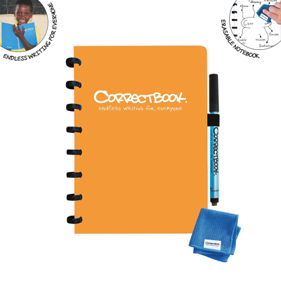 Afbeelding van Correctbook A5 Original: uitwisbaar / herbruikbaar notitieboek, blanco, Peachy Orange (oranje) schrift