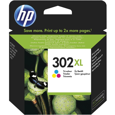 Afbeelding van HP 302XL (F6U67AE) Inktcartridge 3 kleuren Hoge capaciteit