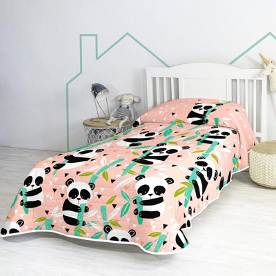 Afbeelding van Happy Friday Bedspread Panda garden Pink 180x260 cm (Single)