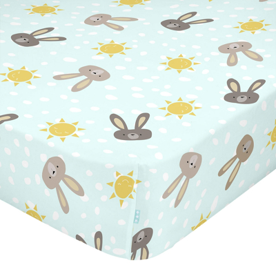 Afbeelding van Happy Friday Fitted sheet Rabbit family 105x200x32 cm (Single) Multicolor