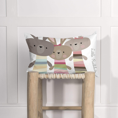 Afbeelding van Happy Friday Cushion cover Rabbit family 50x30 cm Multicolor