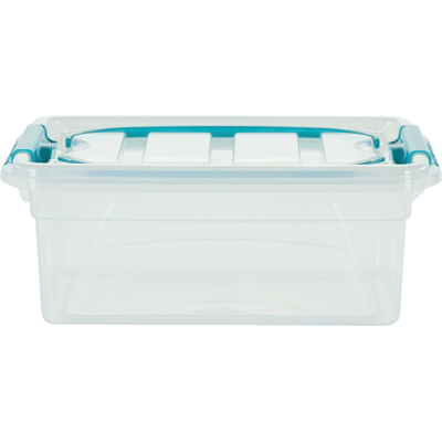 Afbeelding van Whitefurze Carry Box Opbergdoos 5 Liter, Transparant Met Blauwe Handvaten