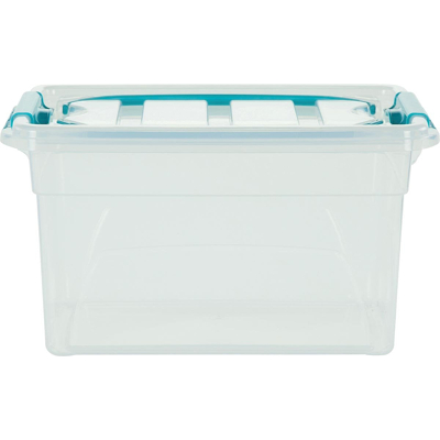 Afbeelding van Whitefurze Carry Box Opbergdoos 7 Liter, Transparant Met Blauwe Handvaten