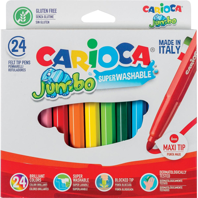 Afbeelding van Carioca Viltstift Jumbo Superwashable 24 Stiften In Een Kartonnen Etui