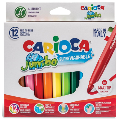 Afbeelding van Carioca Viltstift Jumbo Superwashable 12 Stiften In Een Kartonnen Etui