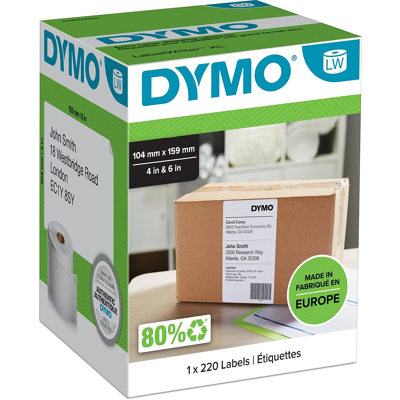 Afbeelding van Dymo S0904980 Etiket Zwart op wit (104 mm x 159 mm)