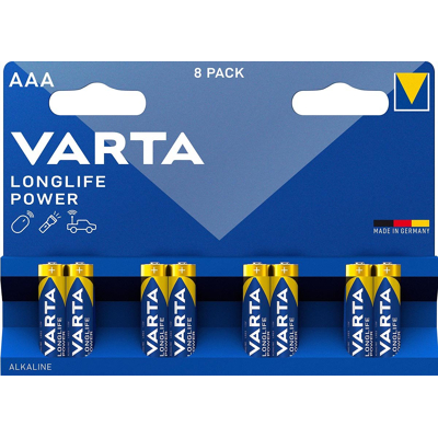 Afbeelding van Varta batterij Longlife Power AAA, blister van 8 stuks batterijen