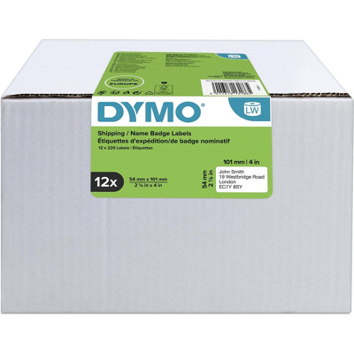 Afbeelding van Dymo 13186 (S0722420) Etiket Zwart op wit (54 mm x 101 mm) 12 rollen