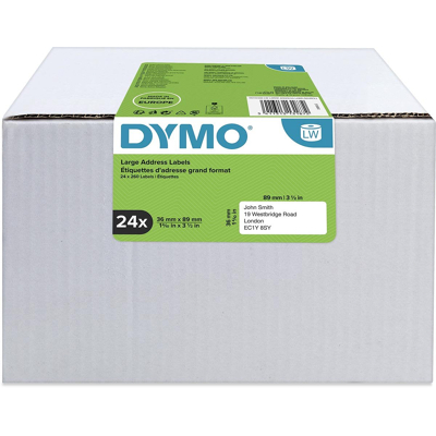 Afbeelding van Dymo 13187 (S0722390) Etiket Zwart op wit (36 mm x 89 mm) 24 rollen