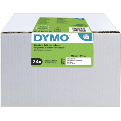 Afbeelding van Dymo 13188 (S0722360) Etiket Zwart op wit (28 mm x 89 mm) 24 rollen