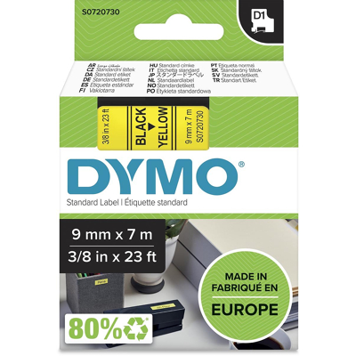 Afbeelding van Dymo 40918 (S0720730) Tape Zwart op geel (9 mm)