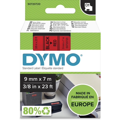Afbeelding van Dymo 40917 (S0720720) Tape Zwart op rood (9 mm)