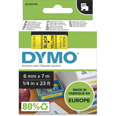 Afbeelding van Dymo 43618 (S0720790) Tape Zwart op geel (6 mm)
