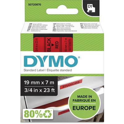 Afbeelding van Dymo 45807 (S0720870) Tape Zwart op rood (19 mm)