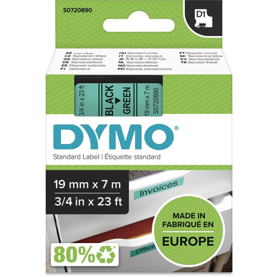 Afbeelding van Dymo 45809 (S0720890) Tape Zwart op groen (19 mm)