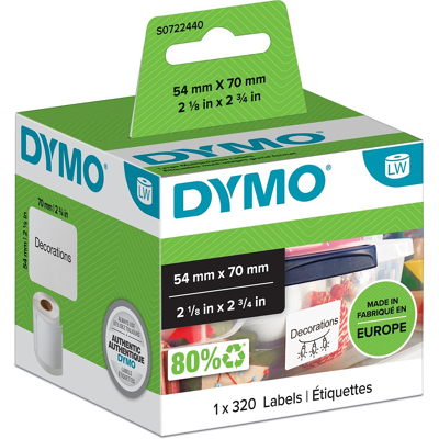 Afbeelding van Dymo 99015 (S0722440) Etiket Zwart op wit (54 mm x 70 mm)