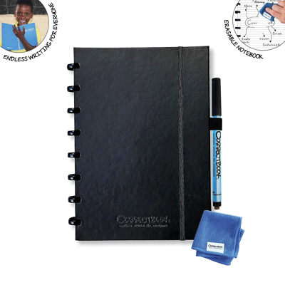 Afbeelding van Correctbook A5 Premium Hardcover: uitwisbaar / herbruikbaar notitieboek, gelijnd, Ink Black (zwart) schrift