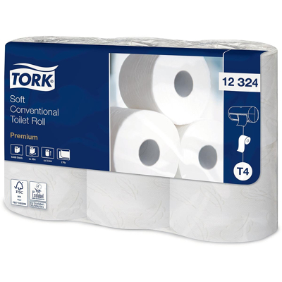 Afbeelding van Tork Toiletpapier Traditional, 2 laags, T4 Premium, Wit, Pak Van 6 Rollen