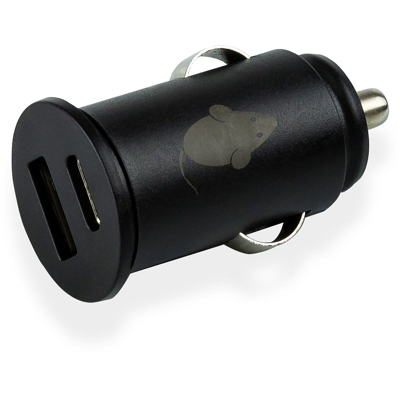 Afbeelding van Autolader Green Mouse USB A 1x C 2.4A zwart