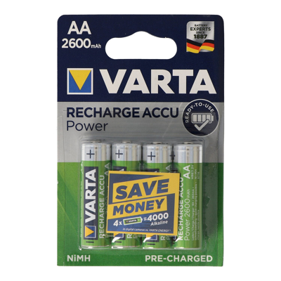 Afbeelding van Varta Ready2Use 2600 mAh Mignon AA batterijen 4 pack inclusief AccuCell batterijbox
